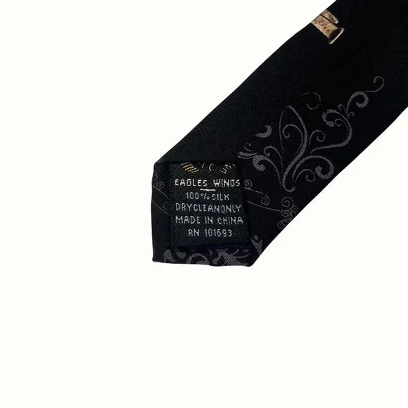 Eagles Wings John 3:16 Black Silk Tie With Gold Cross & Bible Scripture (Mix & M - Picture 3 of 8